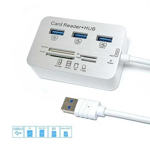 קורא כרטיסים ומפצל USB Hub Combo