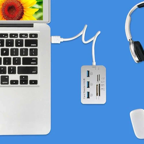 קורא כרטיסים ומפצל USB Hub Combo