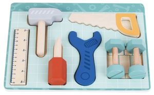 פאזל כלי עבודה מעץ למשחק עם מגש 8 חלקים