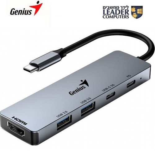 תחנת עגינה TYPE-C עם 5 יציאות | מולטי פורט | Genius UH-500 Mini Dock