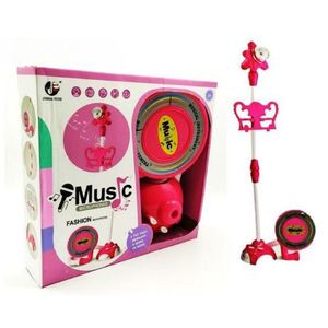 מיקרופון עם מעמד, רמקול ומתקן להנחת תווים - ורוד 