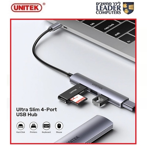 מפצל מטייפ סי ל-Unitek H1208B USB x4 