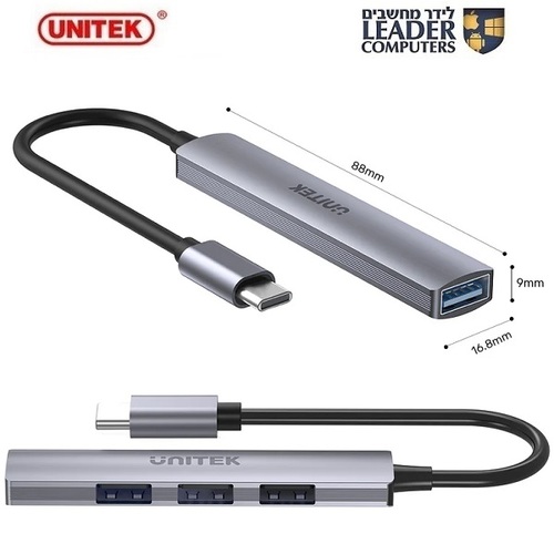 מפצל מטייפ סי ל-Unitek H1208B USB x4 