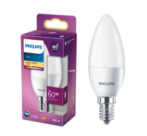 נורת נר Philips 7W E14 B35 Candle LED - גוון תאורה 6500K