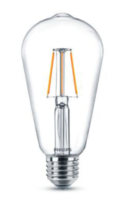 נורת LED דמוי פחם Philips 6W E27 ST64 - גוון תאורה 3000K