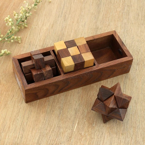 סט 3 משחקי חשיבה פאזל Puzzles set במארז מהודר