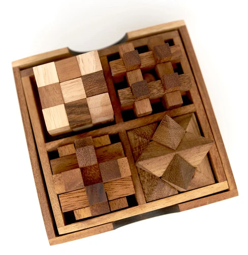 סט 4 משחקי חשיבה פאזל Puzzles set במארז מהודר