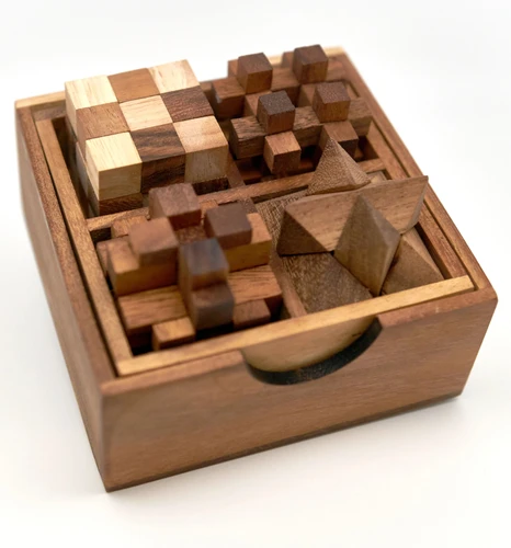 סט 4 משחקי חשיבה פאזל Puzzles set במארז מהודר