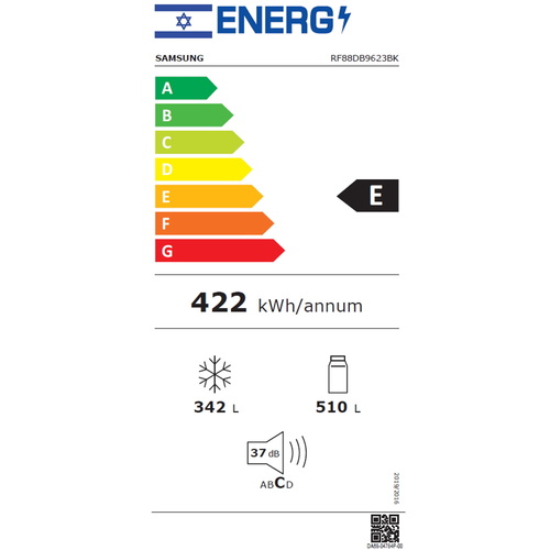 מקרר ‏4 דלתות Samsung RF88DB9623 ‏852 ‏ליטר סמסונג גימור זכוכית - לבן/שחור/אפור/בז'(סהרה)/אפור כהה מטאלי