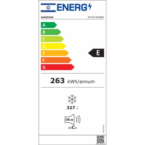 מקרר/מקפיא 327 ליטר Samsung RZ32C7600BK קו מטבח זכוכית שחורה סמסונג