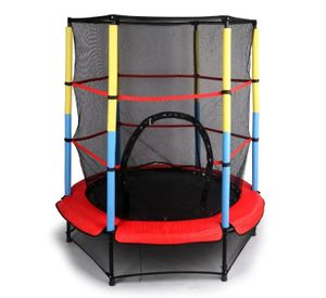 טרמפולינה לחצר בקוטר 140 ס"מ עם רשת בטחון וריפוד מגן - אדום