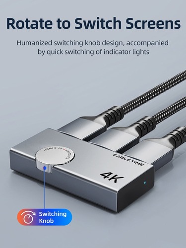בורר HDMI 4K 60Hz HDMI 2.0 Switch 2 In 1 Out דו-כיווני