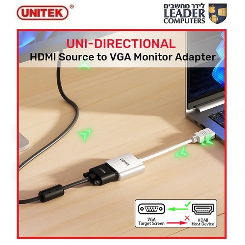 מתאם ממיר מ- HDMI ל-VGA דגם Y-6333C01 UNITEK