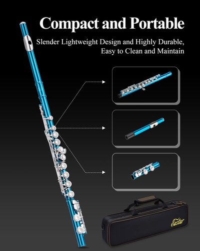 ערכת חליל צד איכותי למתחילים EFL1 בצבע כחול כולל אביזרים נלווים ותיק נשיאה מבית EASTAR