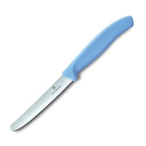 סכין מעוגלת משוננת צבע פסטל תכלת VICTORINOX
