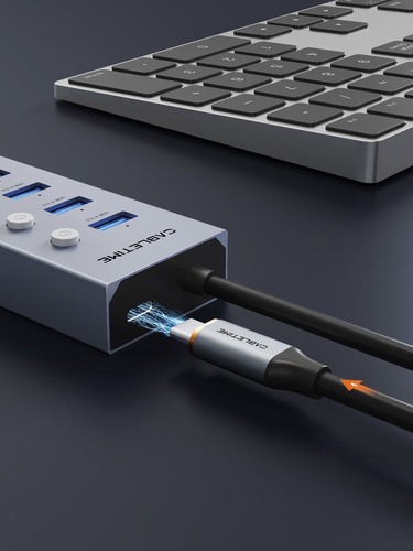 רכזת USB 3.0 עם 7 יציאות עם כבל ארוך למחשב נייד