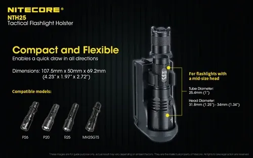 נרתיק טקטי NITECORE NTH25 ROTARY FLASHLIGHT HOLSTER WITH ADJUSTABLE BELT CLIP