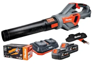 מפוח עלים עוצמתי 40V מבית האנטר הכולל זוג סוללות 5A ומטען כפול HUNTER 