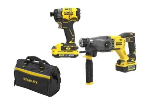 סט Stanley פטישון נטען + מברגת אימפקט + מטען + 2 סוללת 4.0AH