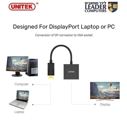 מתאם ממיר מ- DispalyPort ל-VGA דגם Y-5118E UNITEK