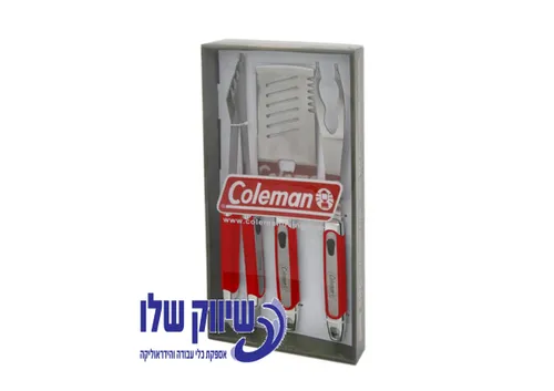 סט 3 כלים לגריל ידית אדומה – קולמן בייסיק