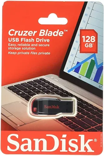 זיכרון נייד\התקן איחסון SanDisk - נפח 128GB - צבע שחור