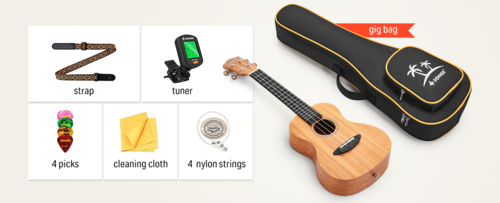 ערכת יוקללי סופרן EC937+EC814 DUS100 הכוללת תיק נשיאה + טיונר + שיעורי אונליין מבית DONNER