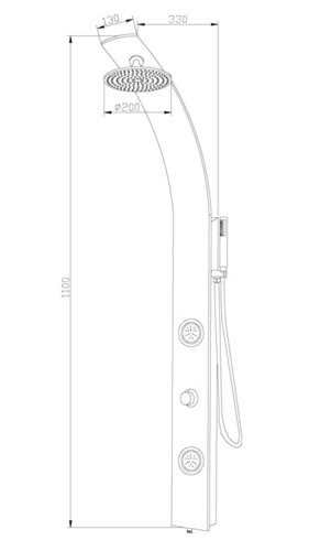 מוט רחצה GLASS מוט רחצה 3 מצבי זרימה ראש גשם, ג'טים מתכווננים  ומזלף, זכוכית מחוסמת זכוכית אפורה מק