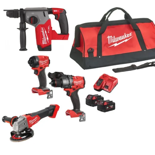סט 4 כלים דבלין בתיק דור 4 + 2 סוללות 5A 18V מילווקי Milwaukee