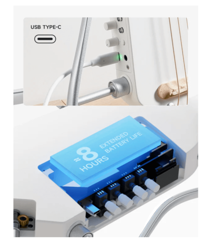 ערכת גיטרה שקטה אקוסטית-חשמלית עם אפקטים מובנים HUSH I PRO בצבע לבן EC6868 | גיטרה לטיולים מבית DONNER