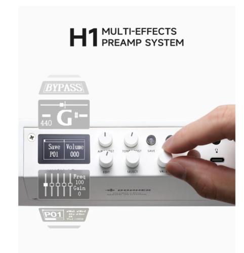 ערכת גיטרה שקטה אקוסטית-חשמלית עם אפקטים מובנים HUSH I PRO בצבע לבן EC6868 | גיטרה לטיולים מבית DONNER