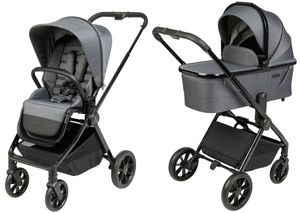 עגלת תינוק דו-כיוונית אולטרא Ultra עם סל שכיבה מאוורר וקיפול קומפקטי - אפור/שחור