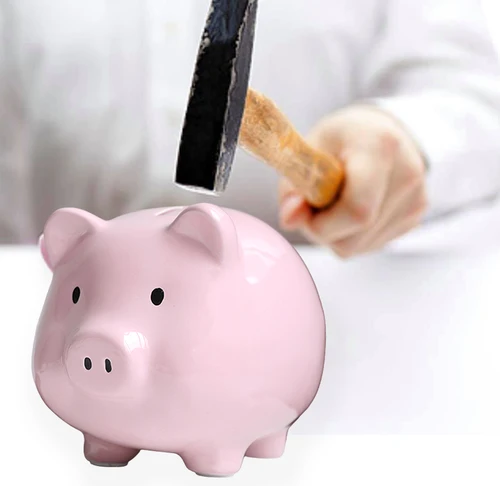 קופת חיסכון בעיצוב חזיר עשוי חרסינה - דגם גדול