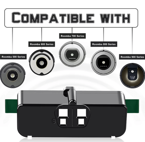 סוללה תואמת לאיירובוט רומבה iRobot 6400mAh Roomba שחורה
