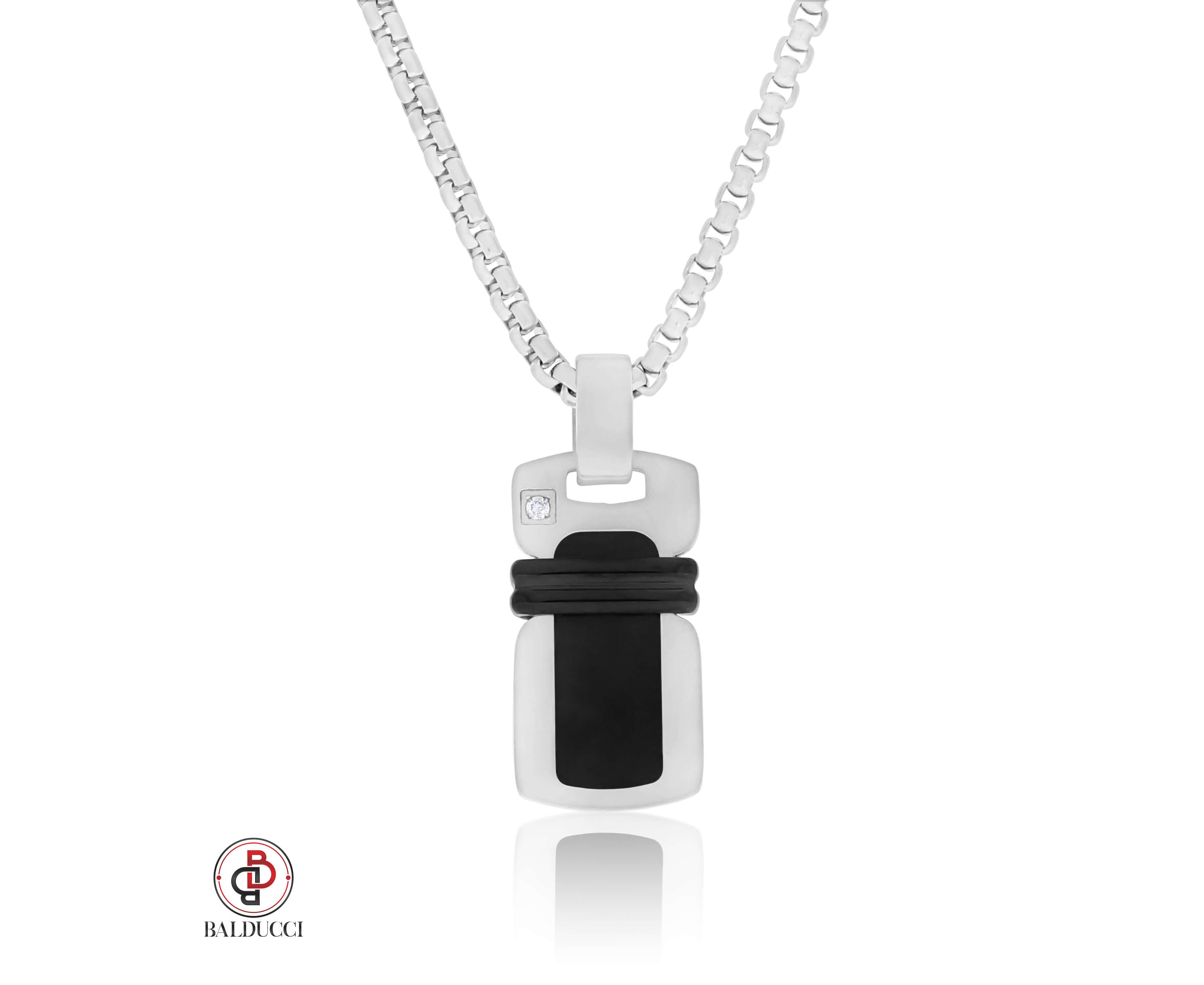 שרשרת סטיל משולב יהלום של המותג BALDUCCI האיטלקי.