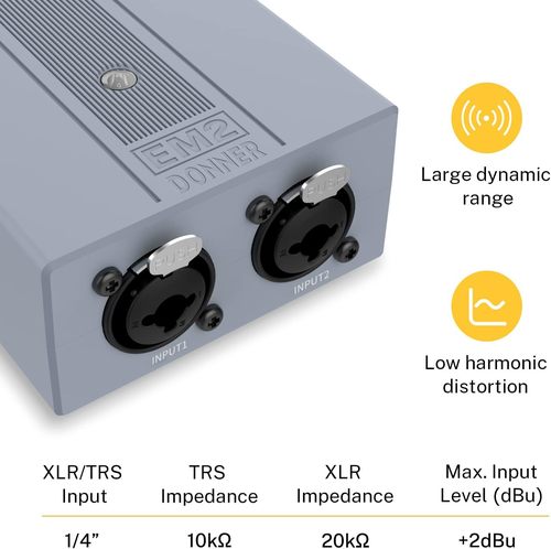 מגבר אוזניות נטען EC1302 עם 2 יציאות EM2 in-Ear Monitor Amplifier מבית DONNER