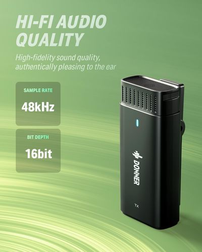 זוג מיקרופונים אלחוטיים EC6877 לאייפון ואיי פד Wireless Lavalier Microphone VPM10 מבית DONNER