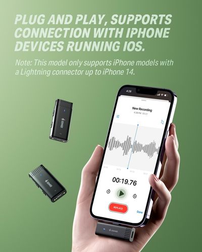 זוג מיקרופונים אלחוטיים EC6877 לאייפון ואיי פד Wireless Lavalier Microphone VPM10 מבית DONNER