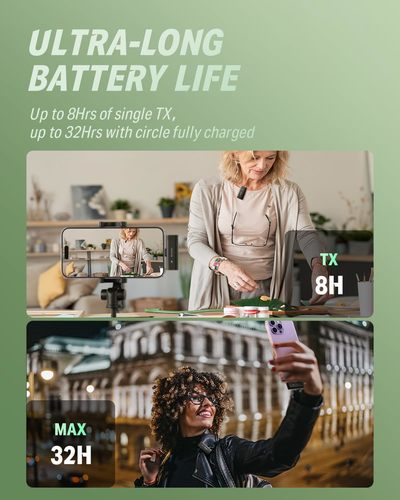 זוג מיקרופונים אלחוטיים EC6877 לאייפון ואיי פד Wireless Lavalier Microphone VPM10 מבית DONNER