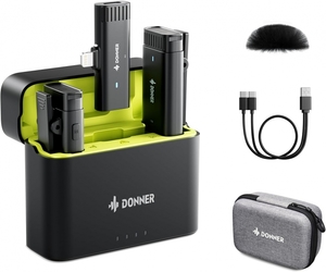 זוג מיקרופונים אלחוטיים EC6877 לאייפון ואיי פד Wireless Lavalier Microphone VPM10 מבית DONNER