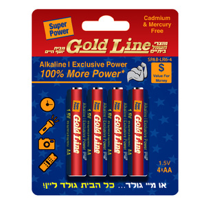  בליסטר 4 סוללות AA אקסקלוסיב פאוור / SPAB-LR6-4 גולד ליין Gold Line
