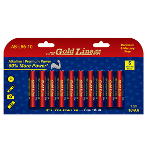  בליסטר 10 סוללות AA פרימיום / AB-LR6-10 גולד ליין Gold Line