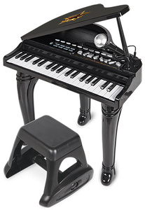 אורגן בדמות פסנתר כנף עם 37 קלידים, ספסל, מיקרופון ואפשרות הקלטה - שחור