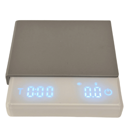 משקל דיגיטלי מקצועי לקפה לבן עם כיסוי סיליקון