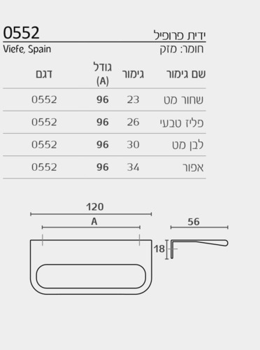 ידית פרופיל מעוגלת חיבור אחורי
