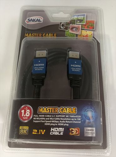 כבל HDMI בתקן 2.1V באורך 1.8 מטר  .