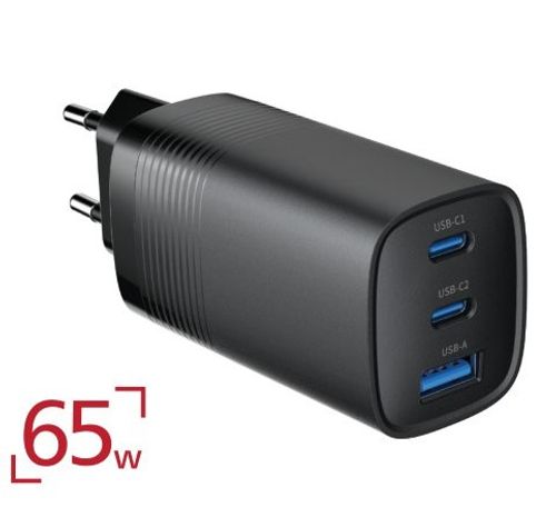 מטען חשמל מהיר GAN 65W יצאות USB+2*TYPE-C