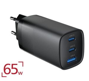 מטען חשמל מהיר GAN 65W יצאות USB+2*TYPE-C