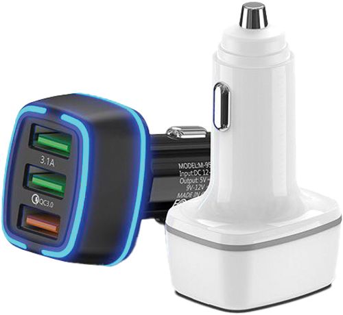 מטען רכב מהיר 3 יציאות USB.