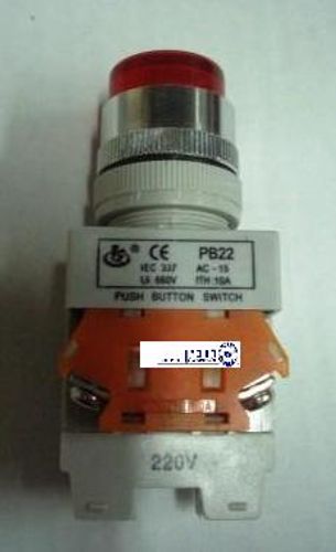 לחצן אדום מואר פלסטיק ALW2611 220V